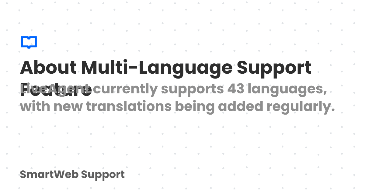 About Multi-Language Support Feature | SmartWeb Support